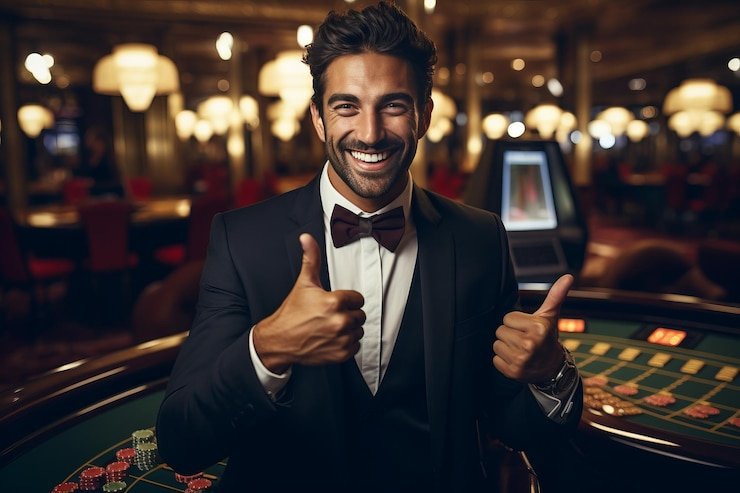 Live dealer rolling three dice in a covered shaker at a Dadu Online table